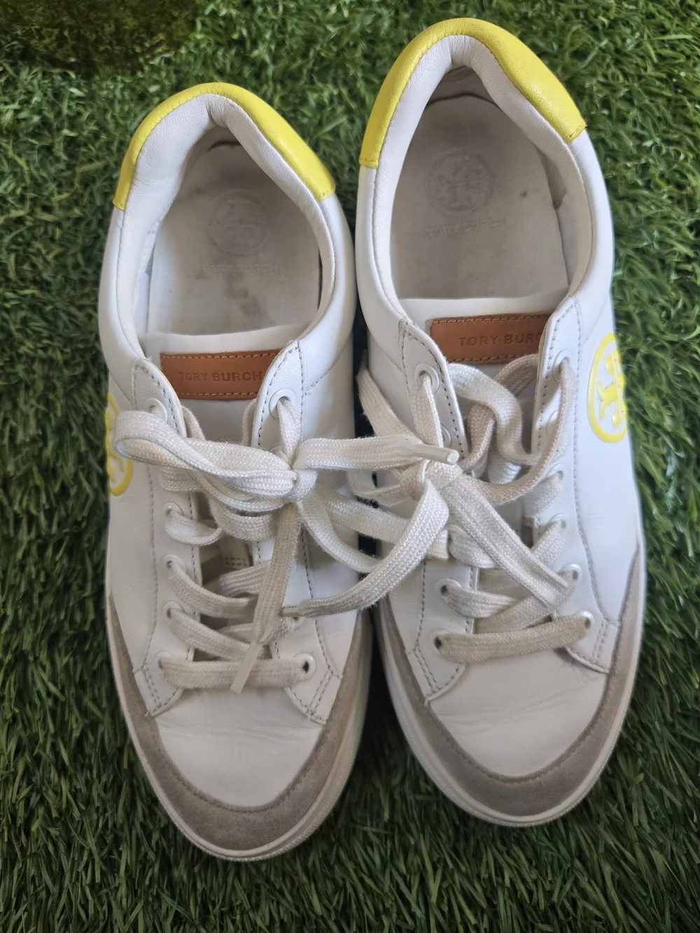 Tory Burch White Sneakers with Yellow Accents